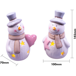 St Helens 2 Piece LED White Ceramic Snowman Decoration Set - Size: 145 x 100 x 70cm - Wilko - thumbnail 5