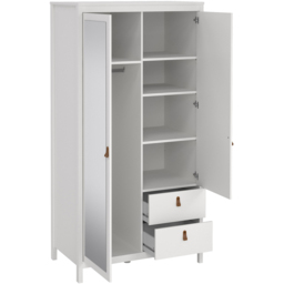 Florence Barcelona 2 Door 2 Drawer White Mirrored Wardrobe - Size: 2 Door, 2 Drawer - Wilko - thumbnail 5
