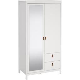 Florence Barcelona 2 Door 2 Drawer White Mirrored Wardrobe - Size: 2 Door, 2 Drawer - Wilko - thumbnail 3