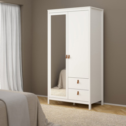 Florence Barcelona 2 Door 2 Drawer White Mirrored Wardrobe - Size: 2 Door, 2 Drawer - Wilko - thumbnail 7