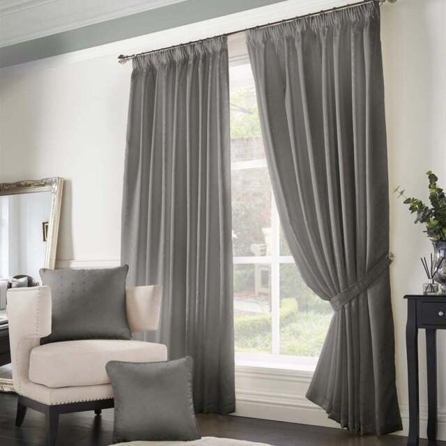 Alan Symonds Madison Silver Taped Top Curtains 117 x 229cm - Size: W 117 x D 229cm - Wilko - image 1
