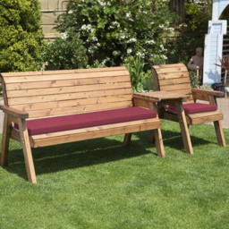 Charles Taylor 4 Seater Straight Companion Seat with Red Cushions - Wilko - thumbnail 1