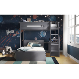 Flair Cosmic Grey Wooden L Shaped Triple Bunk Bed - Size: Single + Small Double - Wilko - thumbnail 4