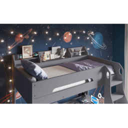 Flair Cosmic Grey Wooden L Shaped Triple Bunk Bed - Size: Single + Small Double - Wilko - thumbnail 3