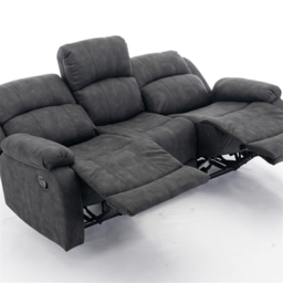 Furniture One 3 Seater Dark Grey Full Fabric Manual Recliner Sofa - Wilko - thumbnail 4