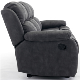 Furniture One 3 Seater Dark Grey Full Fabric Manual Recliner Sofa - Wilko - thumbnail 6