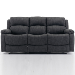 Furniture One 3 Seater Dark Grey Full Fabric Manual Recliner Sofa - Wilko - thumbnail 3