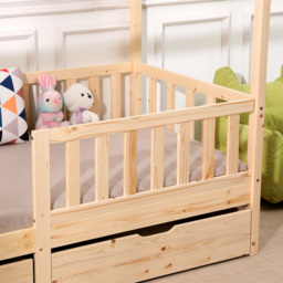 Portland Wood House 2 Drawer Natural Style B Kids Bed Frame - Size: Single - Yellow - Wilko - thumbnail 7