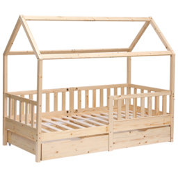 Portland Wood House 2 Drawer Natural Style B Kids Bed Frame - Size: Single - Yellow - Wilko - thumbnail 3