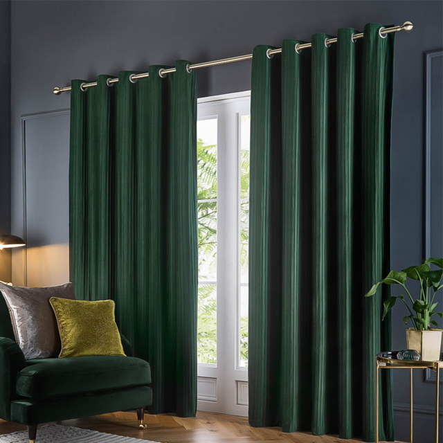 Paoletti Corinthian Green Velvet Eyelet Curtains 229 x 229cm - Wilko - image 1