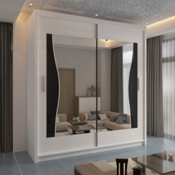 Sliding Wardrobes 4U Batumi 2 Door White Wide Curved Mirrored Wardrobe 203cm - Wilko - thumbnail 5