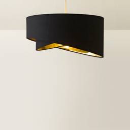 ValueLights Trekan 2 Layer Black with Metallic Gold Inner Pendant Lamp Shade 40cm - Size: 40 x 20 x 40cm - Wilko - thumbnail 6