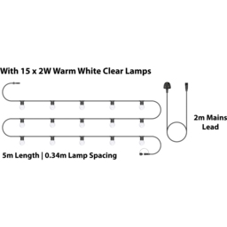 Eagle Connect Festoon 15 Cool White Clear Lamps LED String Light 5m - Size: 51 x 40 x 9cm - BLACK - Wilko - thumbnail 5