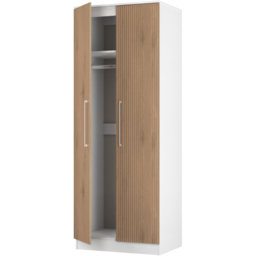 Crowndale 2 Door Slatt Effect and White Tall Wardrobe Ready Assembled - Size: 2 Door 2 Drawer - Slatt Effect & White - Wilko - thumbnail 5