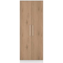Crowndale 2 Door Slatt Effect and White Tall Wardrobe Ready Assembled - Size: 2 Door 2 Drawer - Slatt Effect & White - Wilko - thumbnail 3