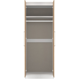 Crowndale 2 Door Slatt Effect and White Tall Wardrobe Ready Assembled - Size: 2 Door 2 Drawer - Slatt Effect & White - Wilko - thumbnail 6