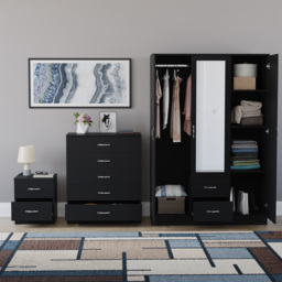 Vida Designs Riano Black 3 Piece Bedroom Furniture Set - Wilko - thumbnail 4