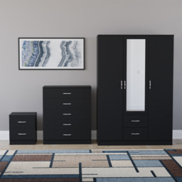 Vida Designs Riano Black 3 Piece Bedroom Furniture Set - Wilko - thumbnail 3