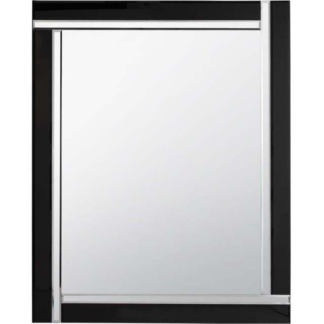 Aston Double Bevelled Black All Glass Large Mirror 144 x 115.5cm - Size: 144 x 114cm - MirrorOutlet - Wilko - image 1