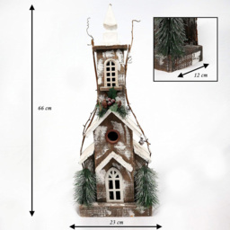 Shatchi LED Wooden House Tabletop Christmas Decoration - Size: 66 x 12 x 8cm - Brown - Wilko - thumbnail 5