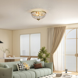 HOMCOM Gold Chandelier Crystal Ceiling Light - Size: 13 x 40 x 40cm - Gold Tone - Wilko - thumbnail 3