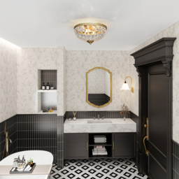HOMCOM Gold Chandelier Crystal Ceiling Light - Size: 13 x 40 x 40cm - Gold Tone - Wilko - thumbnail 4