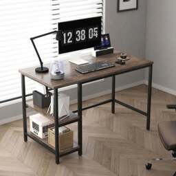 Chicago 2 Adjustable Shelf Computer Desk Grey - Size: 75 x 120 x 50cm - MCC - Wilko - thumbnail 1