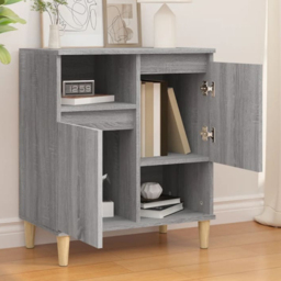 vidaXL 2 Door 2 Shelf Grey Sonoma Wooden Sideboard - Size: 70 x 60 x 35cm - Wilko - thumbnail 1