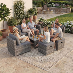 Garden Vida Islay 6 Seater Grey Rattan Garden Lounge Set - Wilko - thumbnail 4