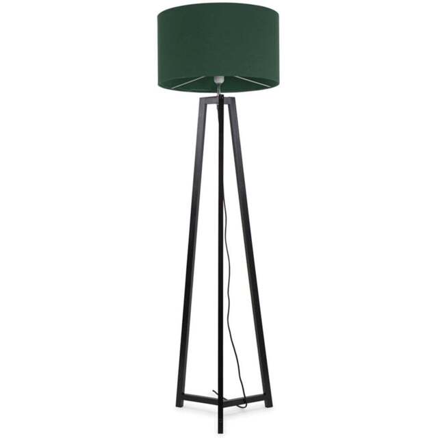 ValueLights Lottie Green Fabric Drum Shade Black Wood Tripod LED Floor Lamp - Size: 148 x 45 x 45cm - Wilko - image 1