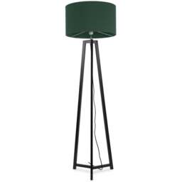 ValueLights Lottie Green Fabric Drum Shade Black Wood Tripod LED Floor Lamp - Size: 148 x 45 x 45cm - Wilko