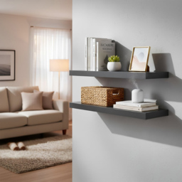 Harbour Housewares 60cm 3 Pack Grey Floating Wall Shelf - Size: 28 x 66 x 8cm - Wilko - thumbnail 7