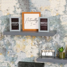 Harbour Housewares 60cm 3 Pack Grey Floating Wall Shelf - Size: 28 x 66 x 8cm - Wilko - thumbnail 4