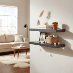 Harbour Housewares 60cm 3 Pack Grey Floating Wall Shelf - Size: 28 x 66 x 8cm - Wilko - thumbnail 5