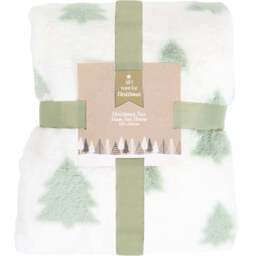 Sage Christmas Tree Faux Fur Throw - Sage - Wilko - thumbnail 1
