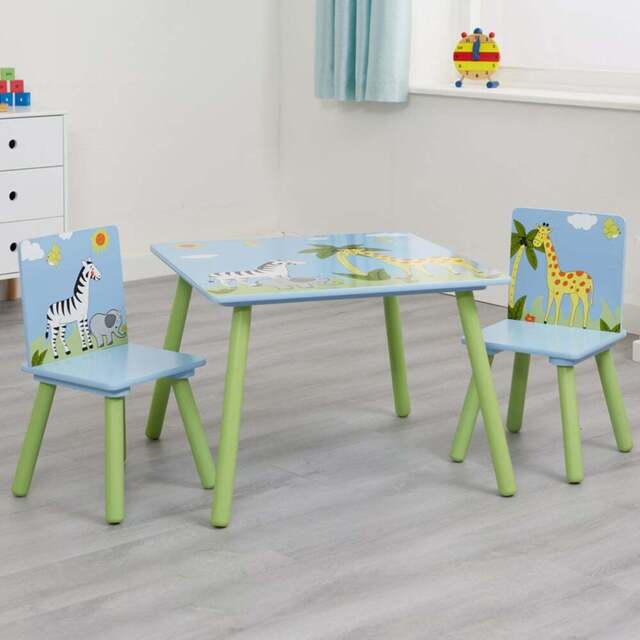 Liberty House Toys Kids Safari Table and Chairs Set - Size: 44 x 60 x 60cm - Wilko - image 1