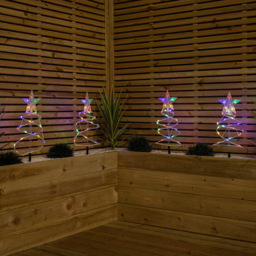 Samuel Alexander 4 Pack Multicolour Spiral LED Christmas Tree Garden Path Light - Size: 45 x 20 x 5cm - White - Wilko - thumbnail 1