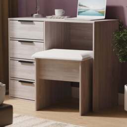 Crowndale Hong Kong 4 Drawer Grey Oak Vanity Dressing Table Ready Assembled - Wilko
