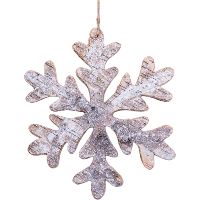 Shatchi Birch Bark Wooden Snowflake Shape Christmas Decoration 16cm - Size: 0.14 x 160 x 15cm - Brown - Wilko - image 1