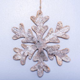 Shatchi Birch Bark Wooden Snowflake Shape Christmas Decoration 16cm - Size: 0.14 x 160 x 15cm - Brown - Wilko - thumbnail 3