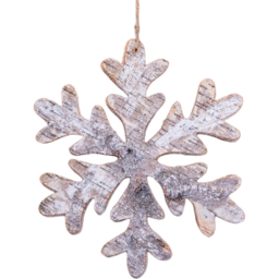 Shatchi Birch Bark Wooden Snowflake Shape Christmas Decoration 16cm - Size: 0.14 x 160 x 15cm - Brown - Wilko - thumbnail 1