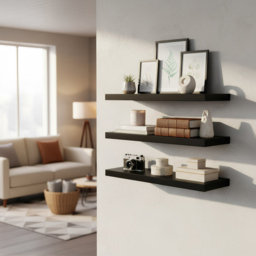 Harbour Housewares 80cm 3 Pack Black Floating Wall Shelf - Size: 28 x 86 x 8cm - Wilko - thumbnail 6