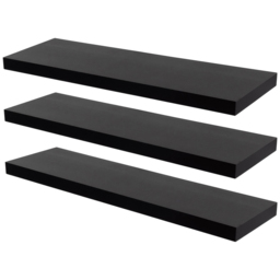Harbour Housewares 80cm 3 Pack Black Floating Wall Shelf - Size: 28 x 86 x 8cm - Wilko - thumbnail 3