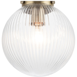 Cosylyte Finley Brushed Brass Ribbed Glass Ceiling Light - Size: 33 x 24 x 24cm - Gold - Wilko - thumbnail 5