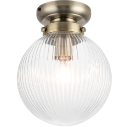 Cosylyte Finley Brushed Brass Ribbed Glass Ceiling Light - Size: 33 x 24 x 24cm - Gold - Wilko - thumbnail 4