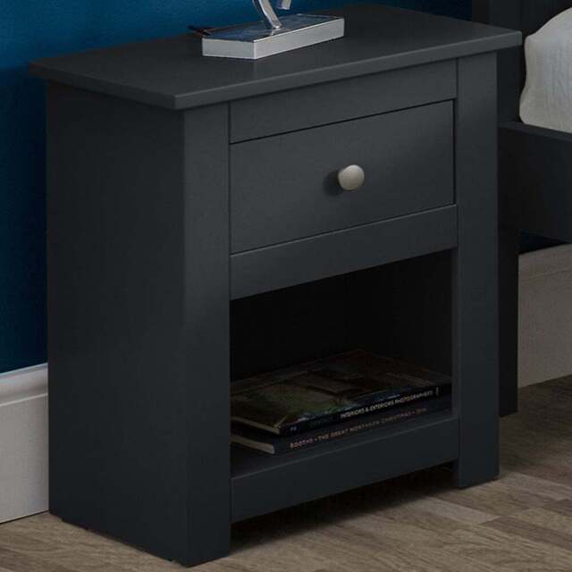 Julian Bowen Radley Single Drawer Anthracite Bedside Table - Grey - Wilko - image 1