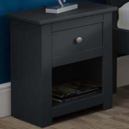 Julian Bowen Radley Single Drawer Anthracite Bedside Table - Grey - Wilko - thumbnail 1