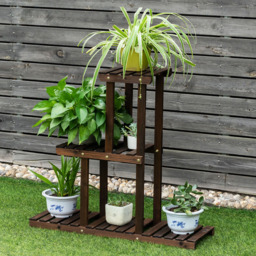 Costway 6 Shelf Wooden Plant Stand - Size: 84 x 30 x 8cm - Brown - Wilko - thumbnail 3