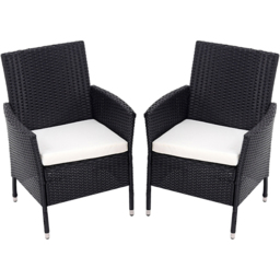 Living and Home Set of 2 Rattan Chair with Cushioned Seat - Size: 82.5 x 58 x 61cm - Black - Wilko - thumbnail 5