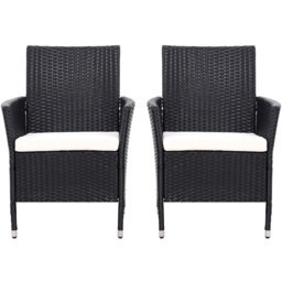 Living and Home Set of 2 Rattan Chair with Cushioned Seat - Size: 82.5 x 58 x 61cm - Black - Wilko - thumbnail 7